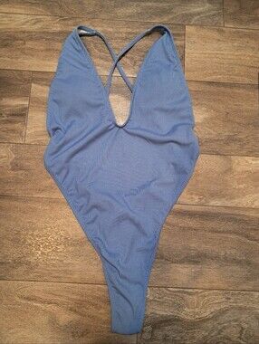 Blue Thong One Piece Swimsuit